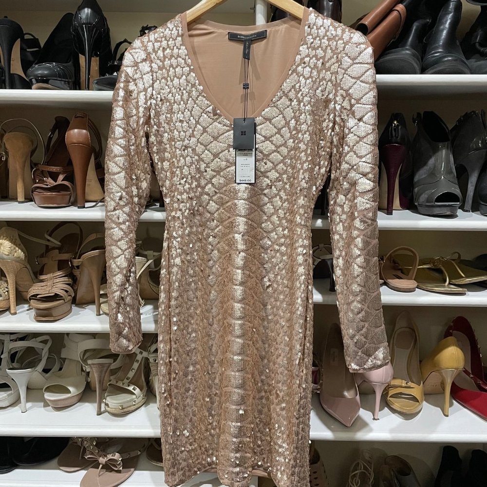 BCBGMaxAzria Women Sequin Evening Dress NWT Size S